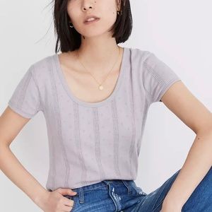 ✨Madewell L pointelle ribbed tee shirt taupe